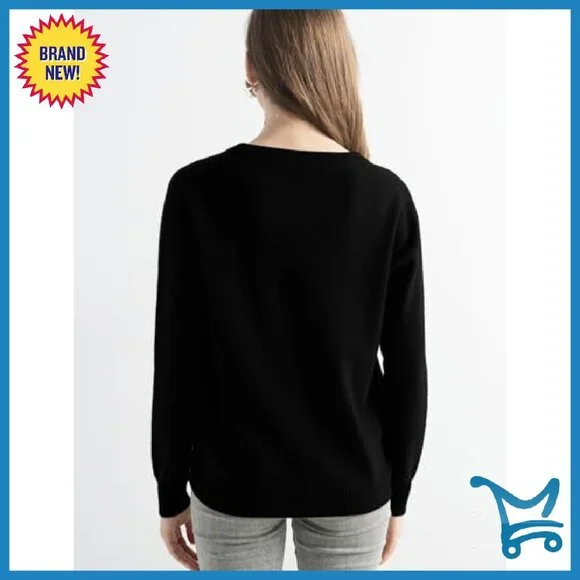 100% Pure Cashmere Cardigan Crew Neck Long Sleeve Knit Sweater